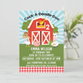 Farm Barnyard Animals 2e anniversaire Invitation (Debout devant)