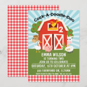 Farm Barnyard Animals 2e anniversaire Invitation (Devant / Derrière)