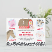 Farm Barnyard Animals Red Gingham Boy Birthday Kaart (Staand voorkant)