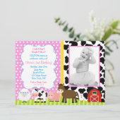 Farm Barnyard Invitations de fête d'anniversaire (Debout devant)