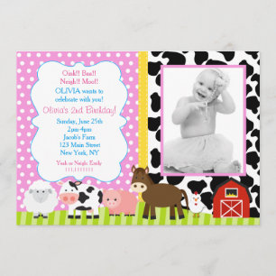 Farm Barnyard Invitations de fête d'anniversaire