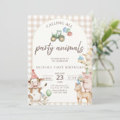 Farm Birthday Invitation Barnyard Party Invite (Debout devant)