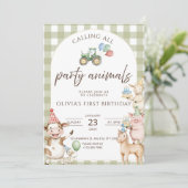 Farm Birthday Invitation Digital Download Party In Kaart (Staand voorkant)