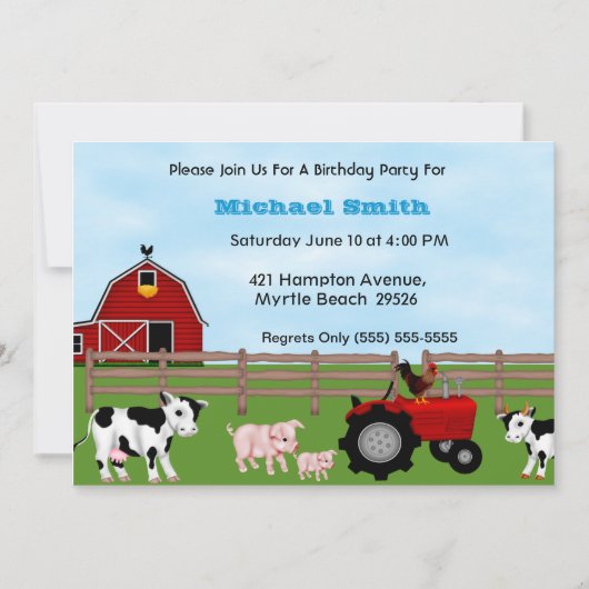 Farm Birthday Invitation Kaart (Voorkant)