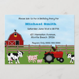 Farm Birthday Invitation Kaart
