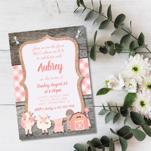 Farm Birthday Invitation Kaart
