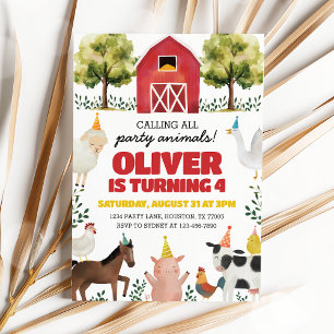 Farm Birthday Invitation Kaart
