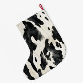 Farm Black Cream Cow Print Christmas Grote Kerstsok (Achterkant (Hangend))