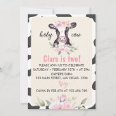 Farm Cow Girl 2e Invitation anniversaire (Devant)