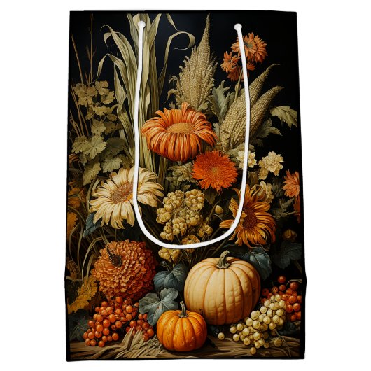 Farm Fall Autumn Pumpkin Medium Cadeauzakje (Achterkant)