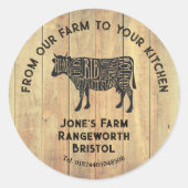 Farm Fresh Beef Sticker | Rustic Cow Logo Label  (Devant)