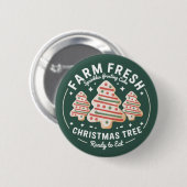 Farm Fresh Christmas Tree Cake Xmas Holiday Ronde Button 5,7 Cm (Voorkant /achterkant)