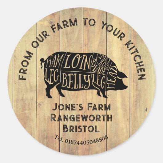 Farm Fresh Pork Sticker | Rustic Pig Logo Label  (Devant)