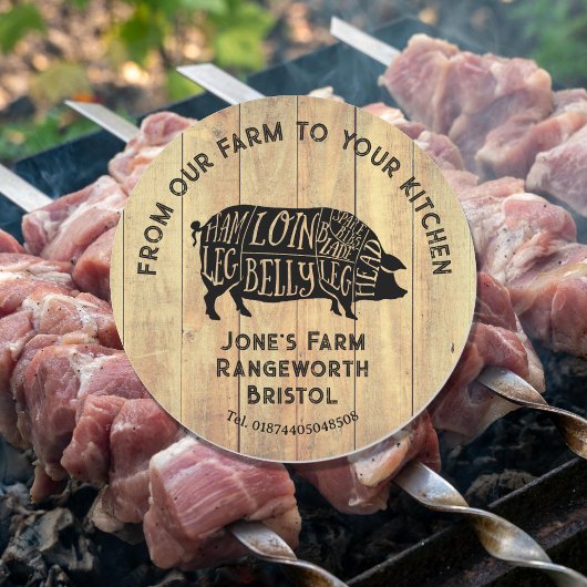 Farm Fresh Pork Sticker | Rustic Pig Logo Label 