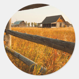 Farm House And Rail Fence In Grand Teton Ronde Sticker
