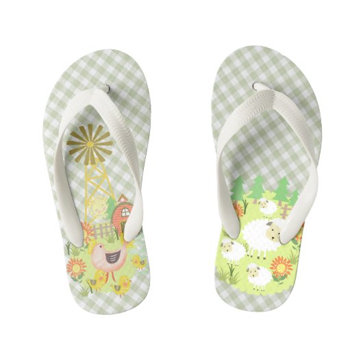Farm House Buffalo Plaid. Les tongs de l'enfant (Semelle)