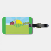 Farm Landscape Red Barn Silo Apple Trees Bagagelabel (Achterkant horizontaal)