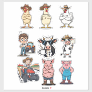 “Farm Life Mood Squad” – Funny Cartoon Sticker Set