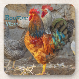 Farm Life Rooster Vibes Hard Plastic Coasters Bier Onderzetter