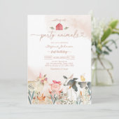 Farm Party Animals Kids Birthday Invitation (Debout devant)