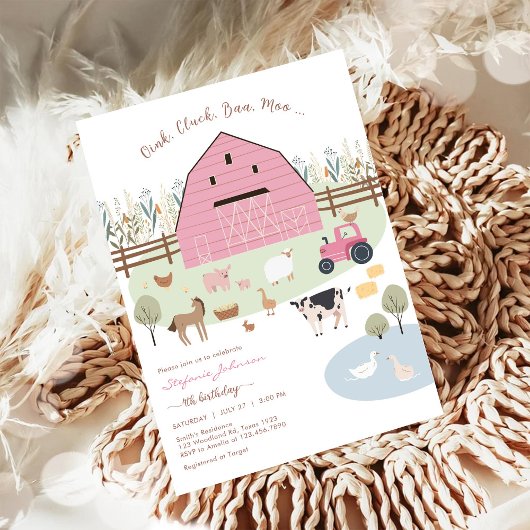 Farm Party Animals Kids Birthday Invitation