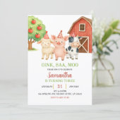 Farm Party Birthday Invitation (Debout devant)