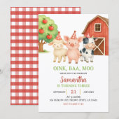 Farm Party Birthday Invitation Kaart (Voorkant / Achterkant)