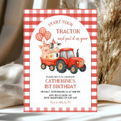 Farm Party First Birthday Invitation Kaart