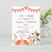 Farm Party He or She Gender Reveal Invitation (Debout devant)