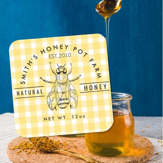 Farm shop honey jar label small business