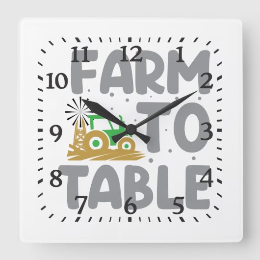 Farm to Table Tractor Windmill Vierkante Klok (Voorkant)