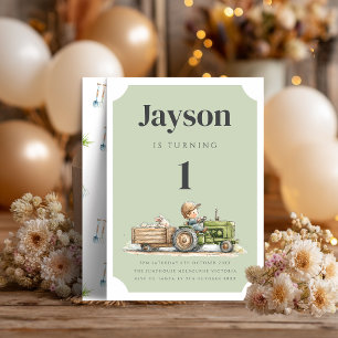 Farm Tractor Birthday Invitation Barnyard Animal