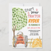Farm Tractor Birthday Party Invitation | Red Tract (Devant)