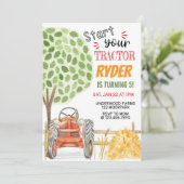 Farm Tractor Birthday Party Invitation | Red Tract (Debout devant)