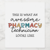Farmaceutisch technicus Geweldige farmacie Tech Fu Wijn Etiket (Enkel label)