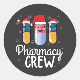 Farmaceutische bemanning. Kerst-T-Shirt apotheker Ronde Sticker