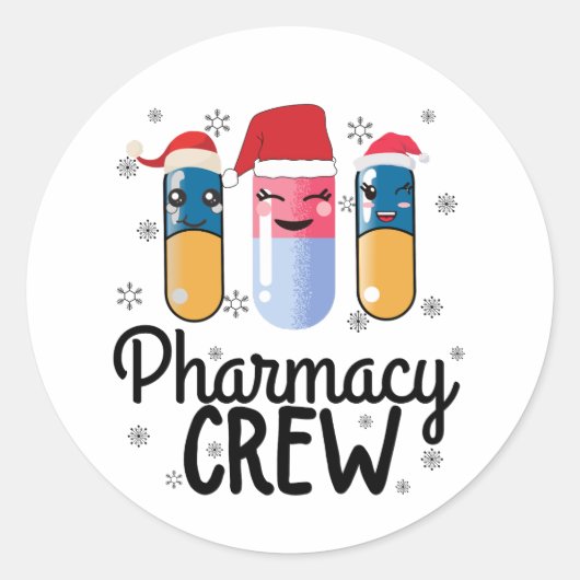 Farmaceutische bemanning. Kerst-T-Shirt apotheker Ronde Sticker (Voorkant)