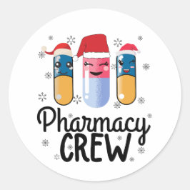 Farmaceutische bemanning. Kerst-T-Shirt apotheker Ronde Sticker