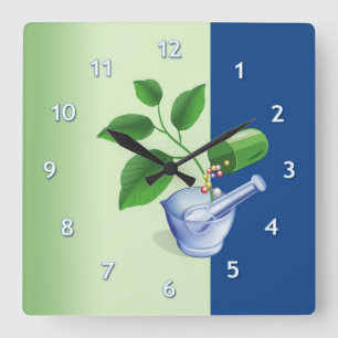 Farmaceutische symbolen vierkante klok