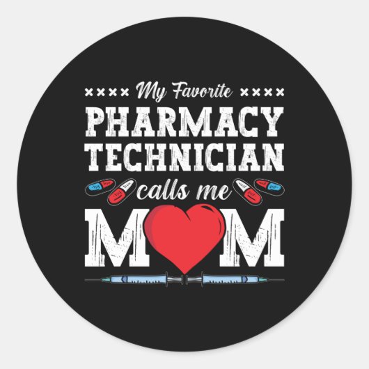 Farmaceutische technicus noemt me mam Tech Pharmac Ronde Sticker (Voorkant)