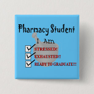 Farmaciestudent: "Klaar om te Afstuderen!!!" Vierkante Button 5,1 Cm