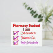 Farmaciestudent "Stress, Exhausted" cadeaus Briefkaart (Staand voorkant)