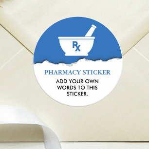 Farmacologie Mortar en Pestle Gepersonaliseerd Blu Ronde Sticker