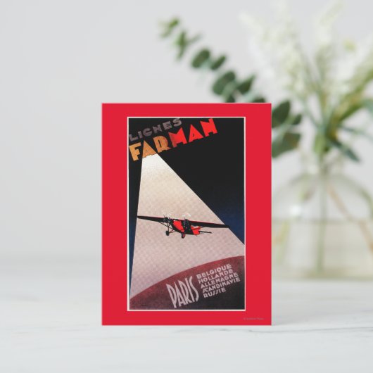 Farman Airlines Farman 300 Monoplane Promo Post Briefkaart (Staand voorkant)