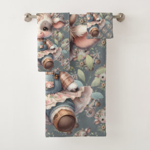 Farmcore Kawaii Kalf in bloemenjurk Bad Handdoek