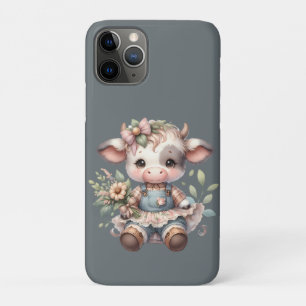 Farmcore Kawaii Kalf in  bloemenjurk iPhone 11 Pro Hoesje
