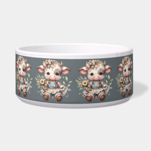 Farmcore Kawaii Kalf in bloemenjurk Voerbakje