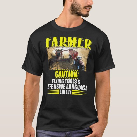Farmer Attach Flying Tools Offsive Language T-shirt (Voorkant)