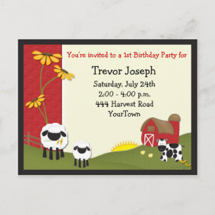 Farmer Baby Birthday Invitation Carte postale