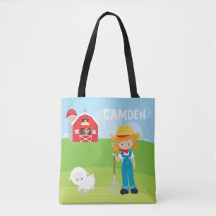 Farmer Barn Girl Kind gepersonaliseerd Draagtas